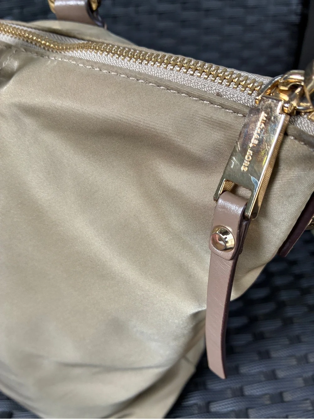 MICHAEL KORS BAG,Michael Kors Beige and Tan Leather-Trim Tote